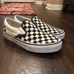Checkered slip on vans